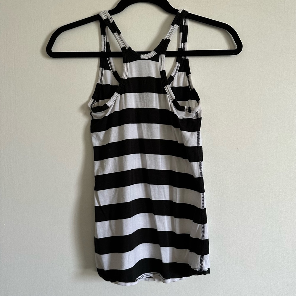 Lululemon Athletica Black/White Stripe Soft Athletic Racerback Tank Top Size XS - Picture 3 of 6